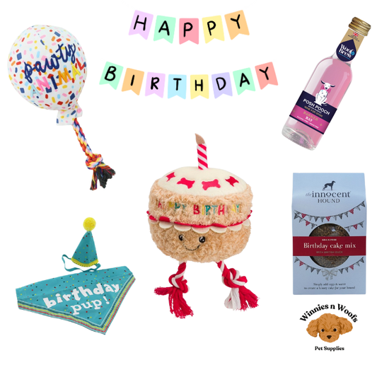 Birthday Party Time - Birthday gifts for Dogs - toy/bandana/hat/cards