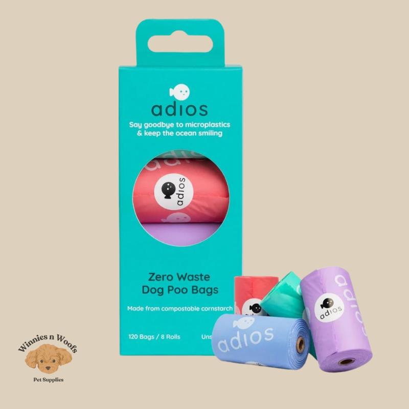 Adios Plastic Compostable Dog Poo Bags - Various colours and quantities