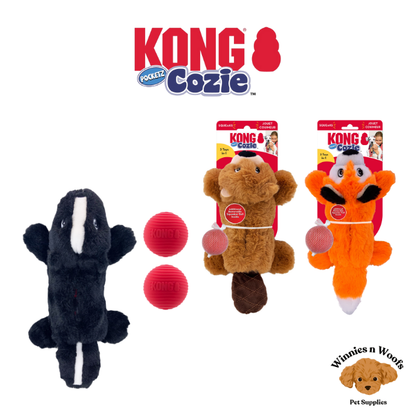 KONG Cozie Pocketz Plush Puzzle Dog Toy with Removable Squeaker
