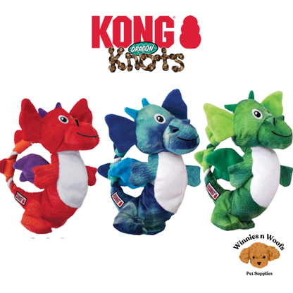 KONG Dragon Knots M/L - Dog Toy with Internal Knotted Rope, Big Squeaker and Crinkling Wings