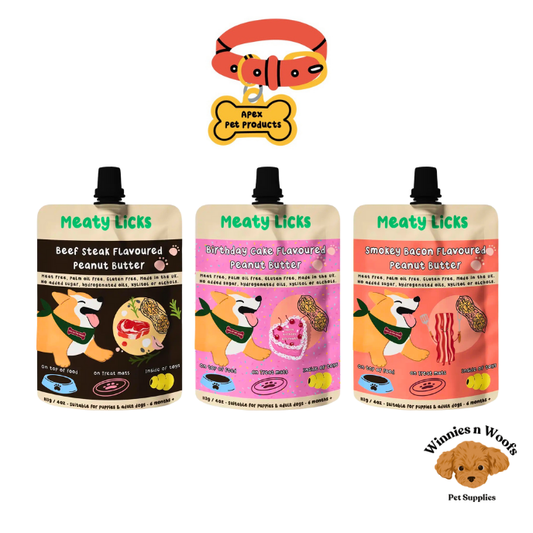 Meaty Licks Various Flavour Peanut Butter Pouches for Dogs 113g
