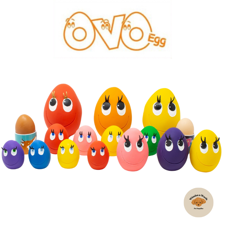 OVO Egg Range of Natural Rubber Dog Toys
