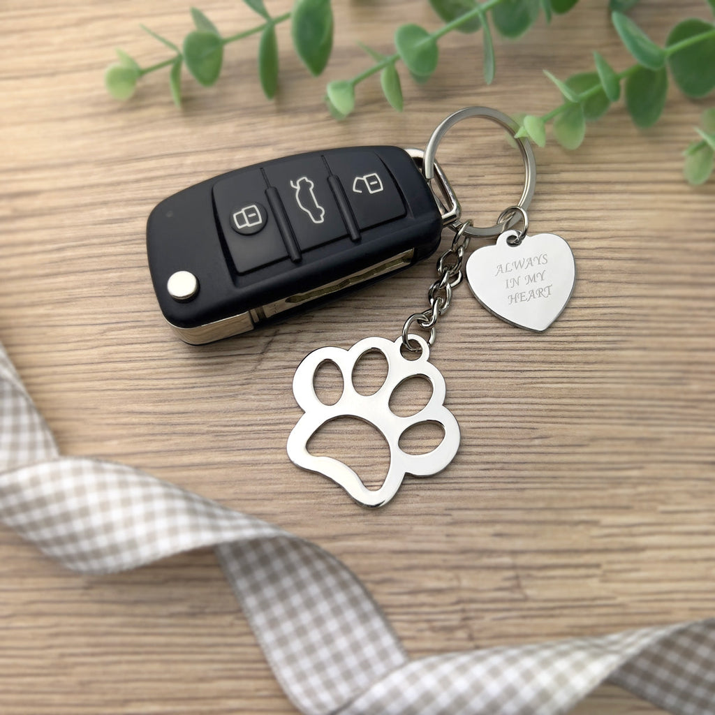 Oh So Precious Always In My Heart Charm Paw Memorial Keyring