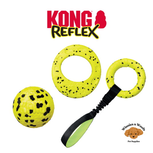KONG Reflex Range of Dog Toys - Flyer Tug and Ball Toys for Tough Play
