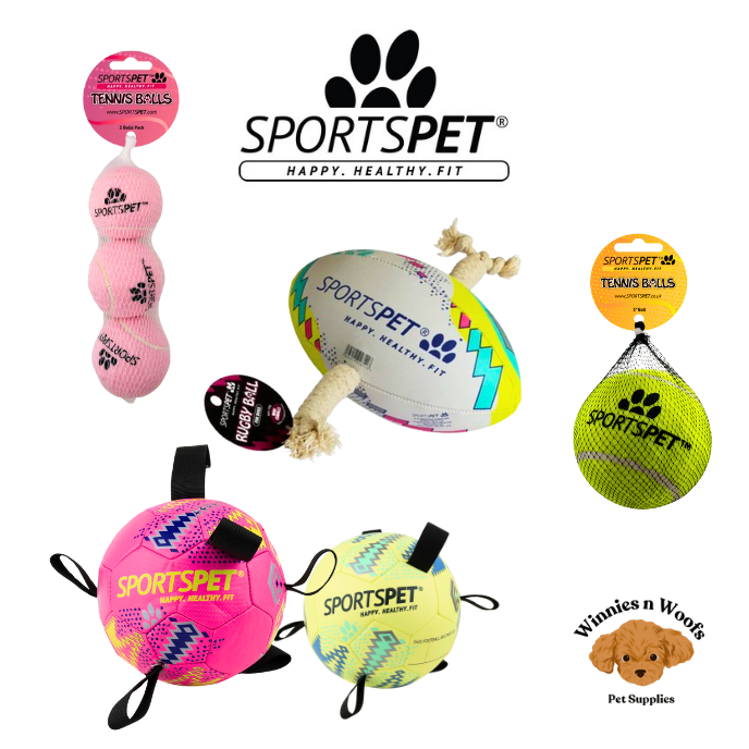 SPORTSPET Range of Dog Balls - Football, Volleyball and Rugby for Dogs